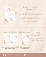 Pampas Grass Wedding Menu Template | Terracotta Wedding Menu