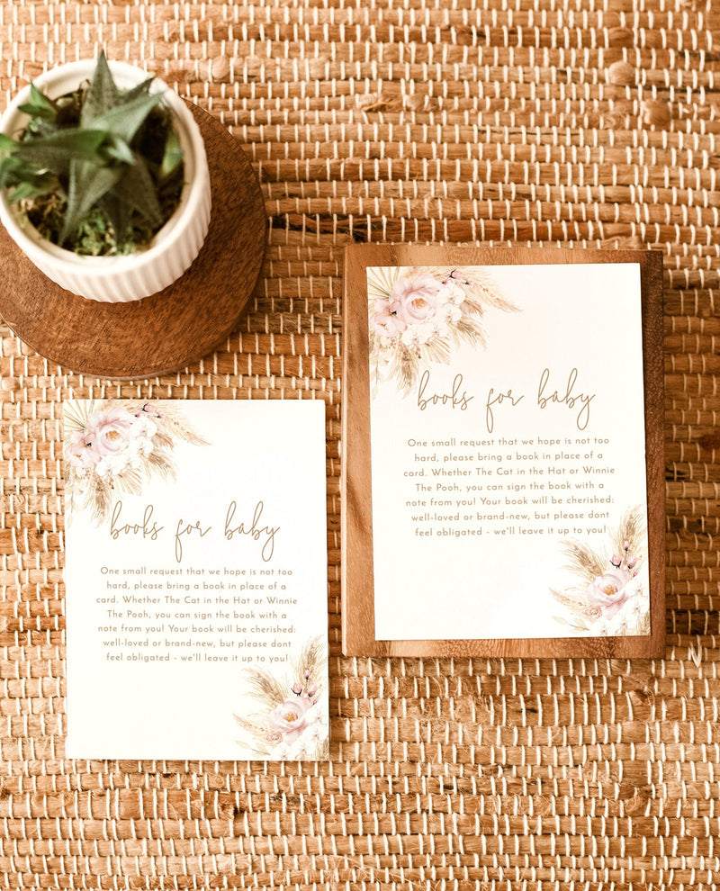 Boho Books for Baby Card | Pampas Grass Baby Shower 