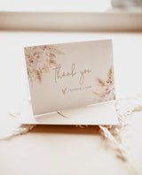 Pampas Grass Thank You Card Template | Pink Baby Shower Thank You
