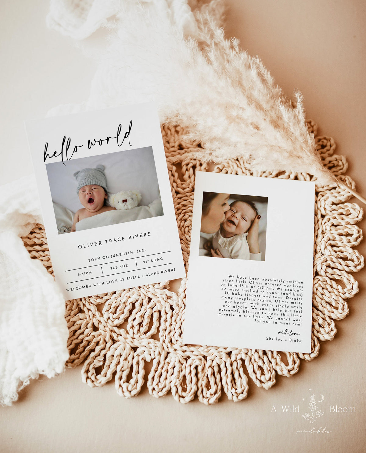 Minimalist Birth Announcement | Photo Baby Announcement Card