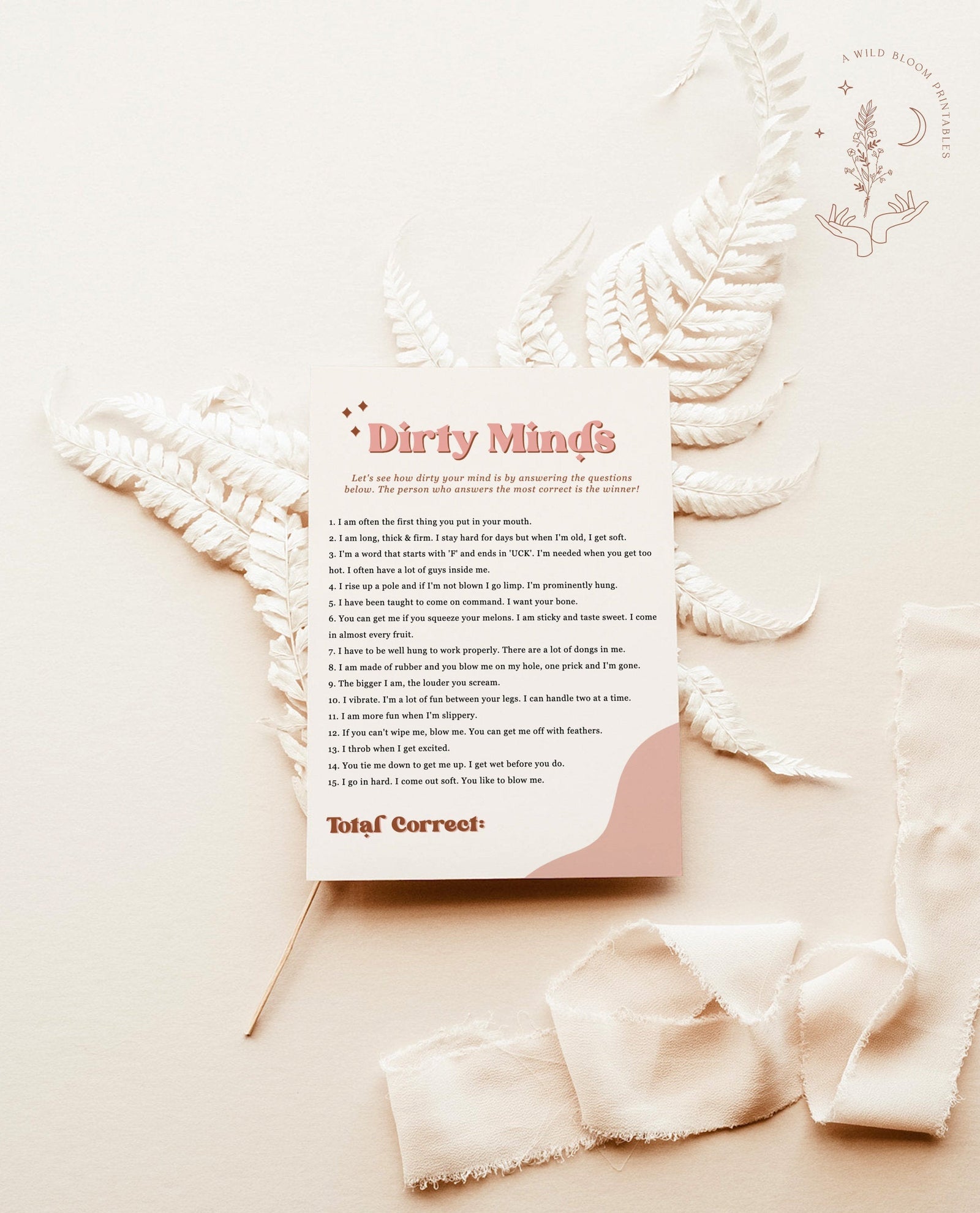 Dirty Minds Bachelorette Game | Dirty Bachelorette Party Game – Wild Bloom Design Studio dirty-minds-bachelorette-game-dirty-bachelorette-party-game-wild-bloom-design-studio