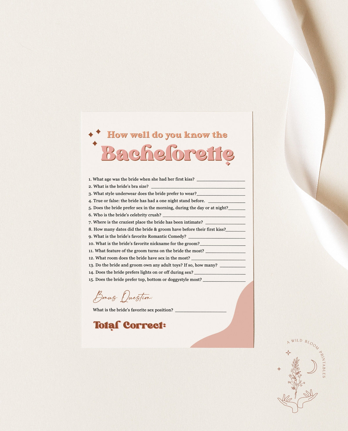 Retro Bachelorette Trivia Game | Bachelorette Party Game