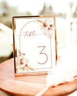 Pampas Grass Wedding Table Numbers | Modern Minimalist Table Numbers
