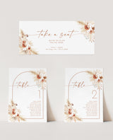 Pampas Grass Seating Chart Card Template | Editable Wedding Seat Cards