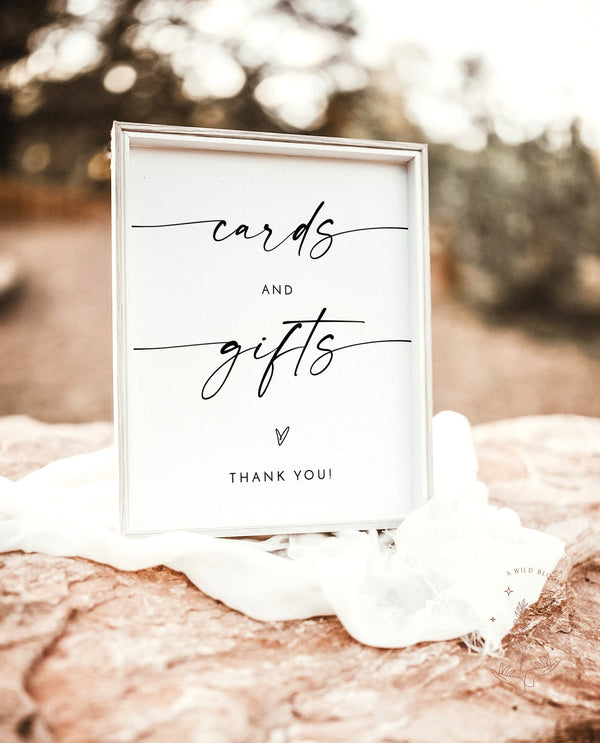 Minimalist Cards and Gifts Sign | Modern Wedding Sign Template 