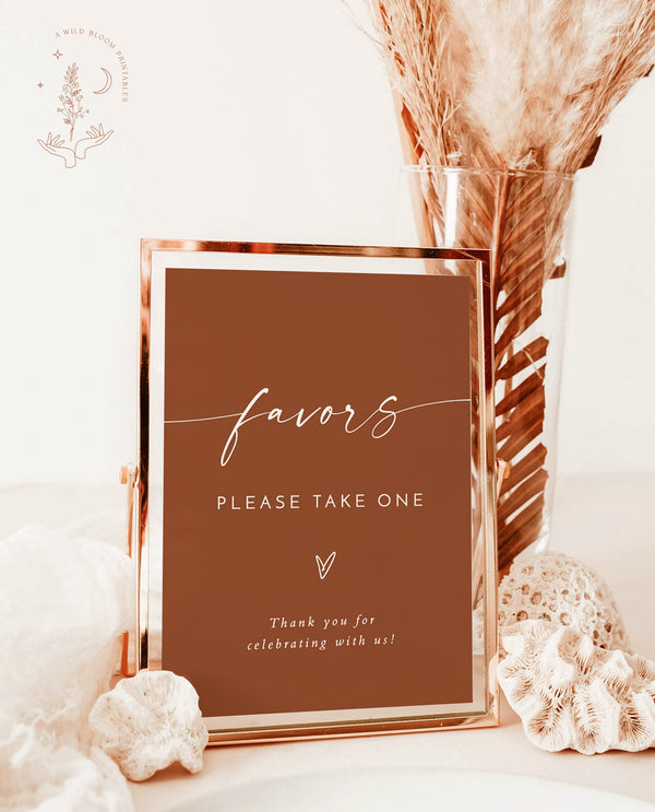 Minimalist Favors Sign | Modern Wedding Favors Sign Template 