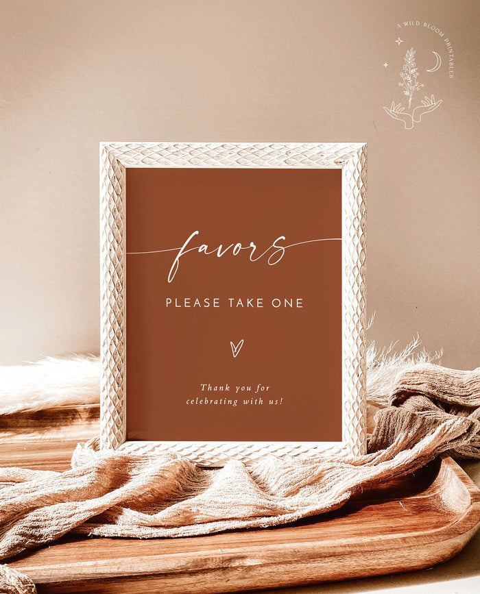 Minimalist Favors Sign | Modern Wedding Favors Sign Template