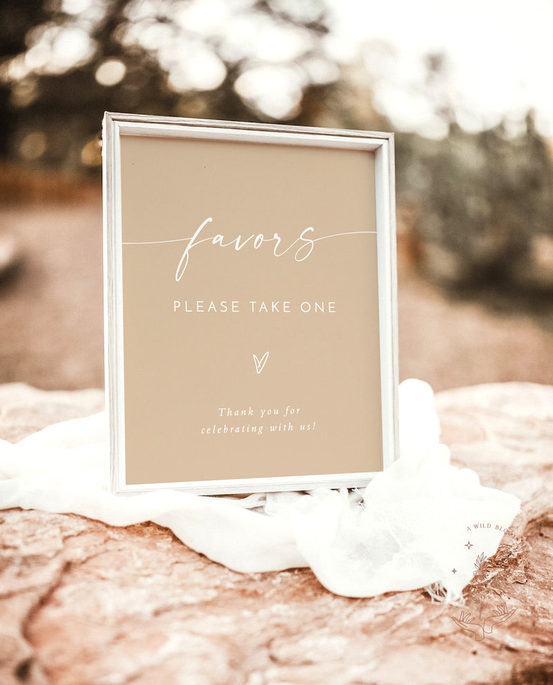Minimalist Favors Sign | Modern Wedding Favors Sign Template 