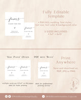 Minimalist Favors Sign | Modern Wedding Favors Sign Template