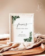 Boho Favors Sign | Tropical Favors Wedding Sign Template
