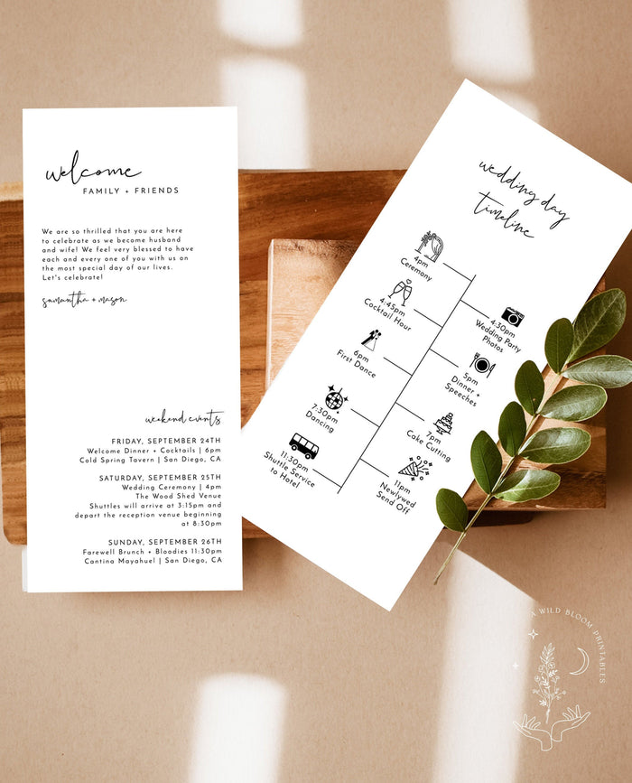 Minimalist Wedding Timeline Template | Modern Events Timeline