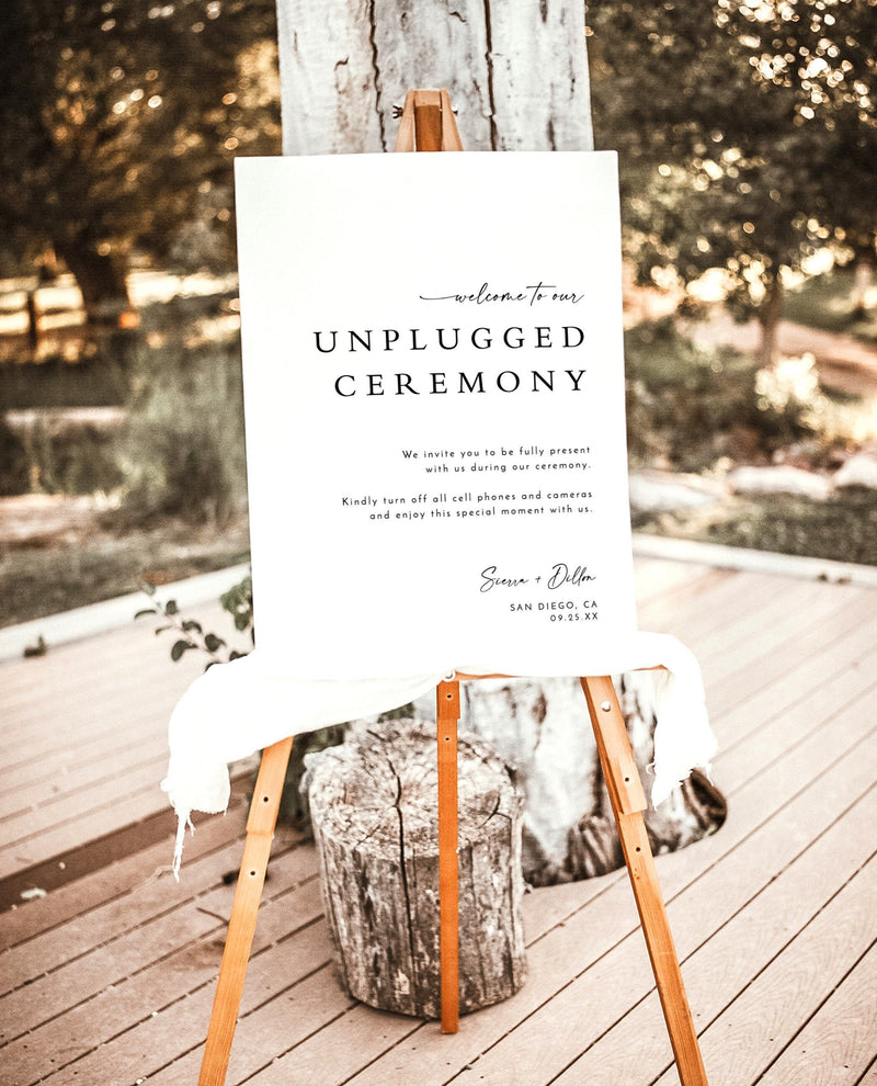 Minimalist Unplugged Ceremony Wedding Sign | Modern Unplugged Ceremony Sign 