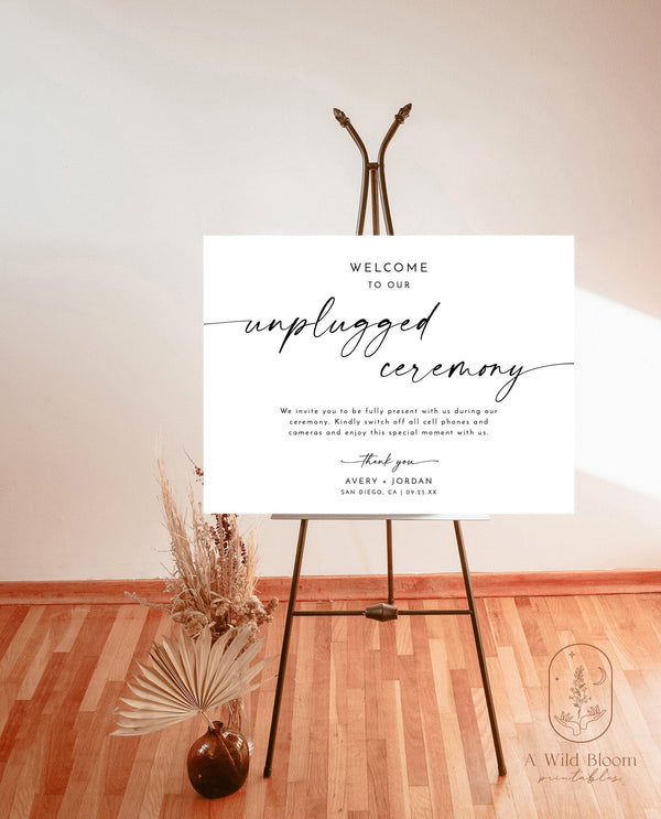 Minimalist Unplugged Ceremony Wedding Sign | Modern Unplugged Ceremony Sign 