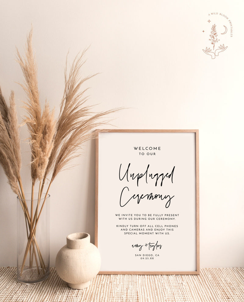 Modern Unplugged Ceremony Wedding Sign | Minimalist Unplugged Ceremony Sign 