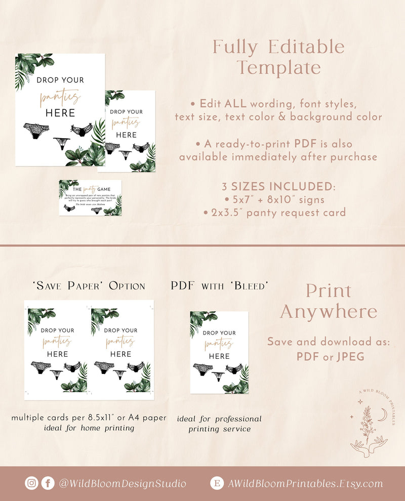 bachelorette-party-game-drop-your-panties-game-wild-bloom-design-studio for Drop Your Panties Here Sign Free Printable Bachelorette Party Game | Drop Your Panties Game – Wild Bloom Design Studio for Drop Your Panties Here Sign Free Printable