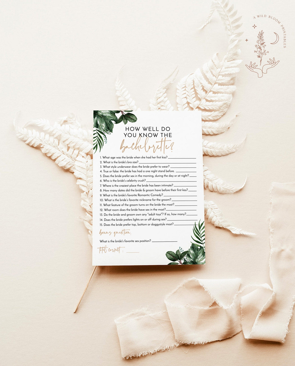 Tropical Bachelorette Trivia Game | Bachelorette Party Game