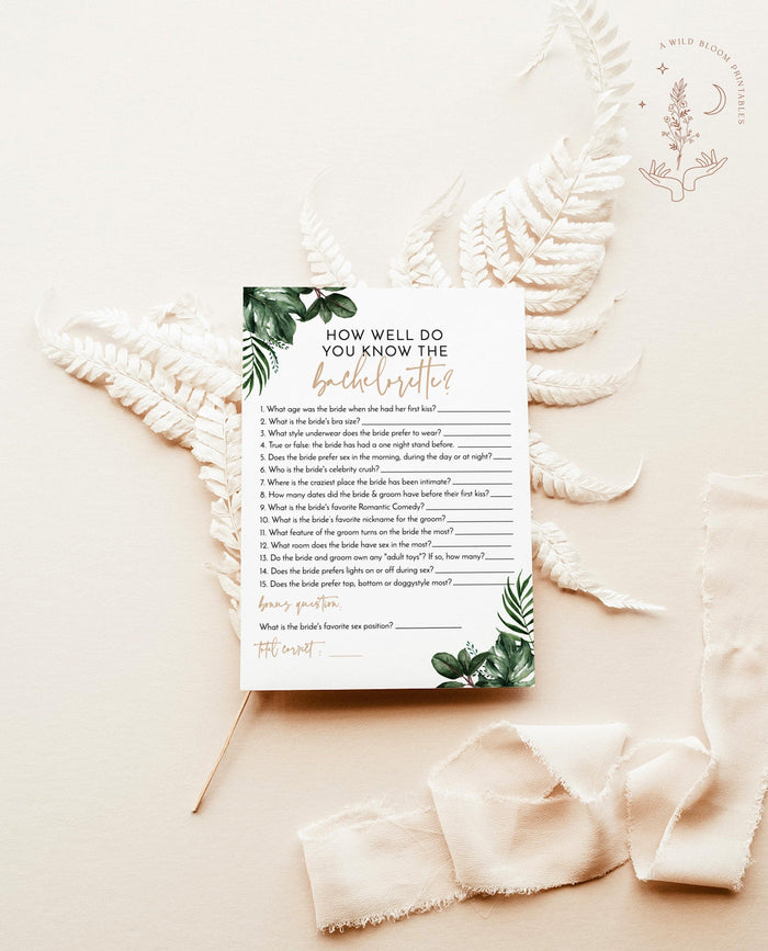 Tropical Bachelorette Trivia Game | Bachelorette Party Game