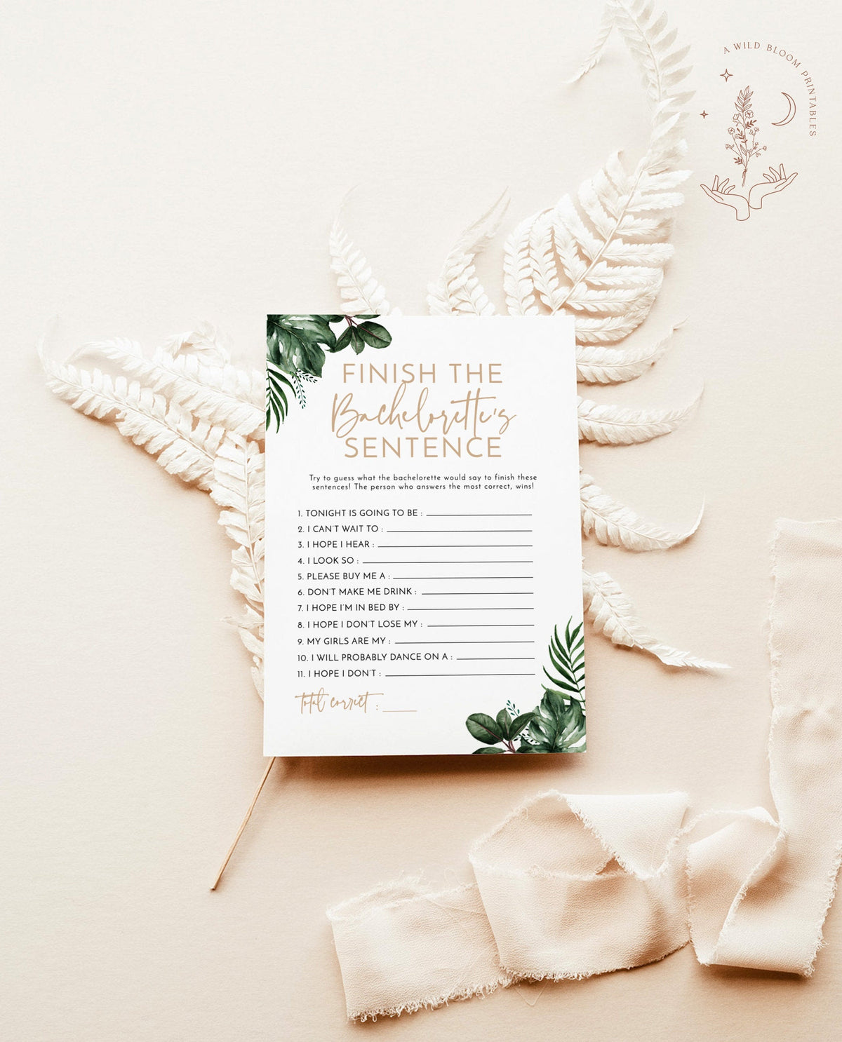 Tropical Finish the Sentence Game | Fun Bachelorette Party Game