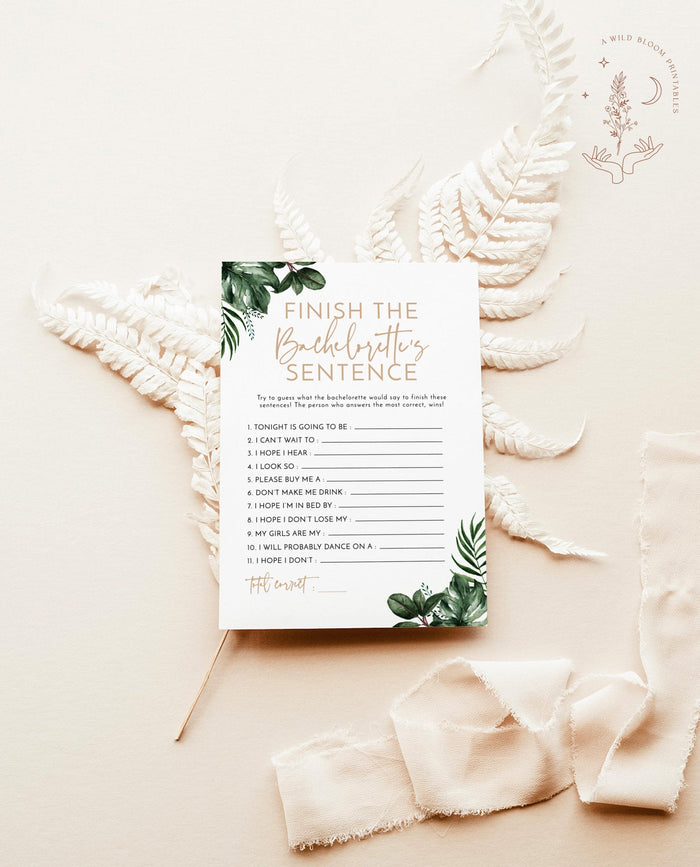 Tropical Finish the Sentence Game | Fun Bachelorette Party Game