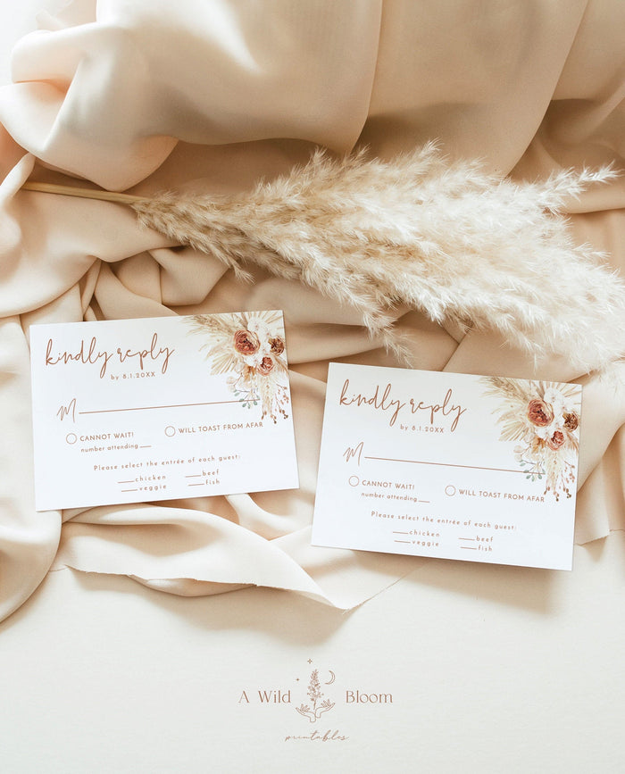 Terracotta RSVP Card | Minimalist Wedding Invite Insert