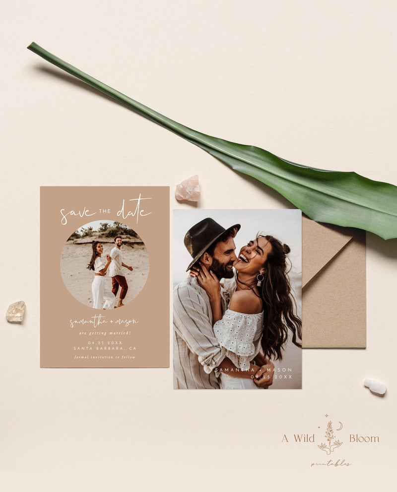 Photo Save the Date Template | Cream Minimalist Save the Date 