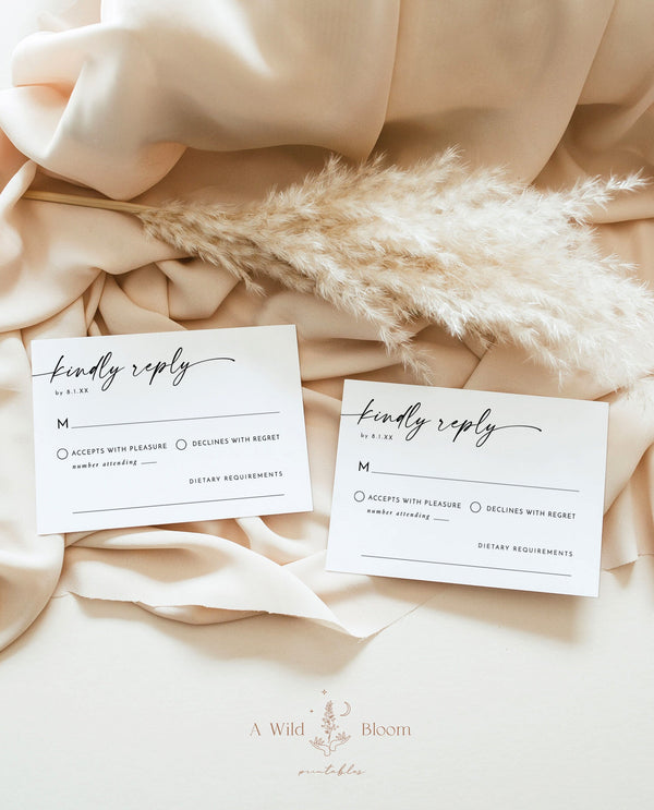 Minimalist RSVP Card | Modern Wedding Response Card 