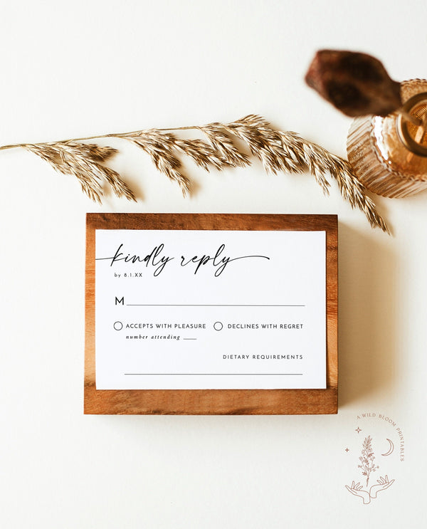 Minimalist RSVP Card | Modern Wedding Response Card 