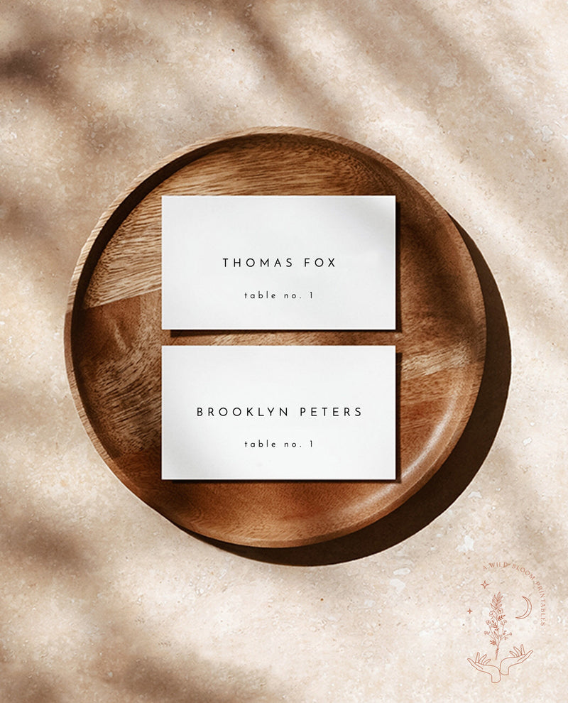 Modern Wedding Place Card Template | Minimalist Place Cards 