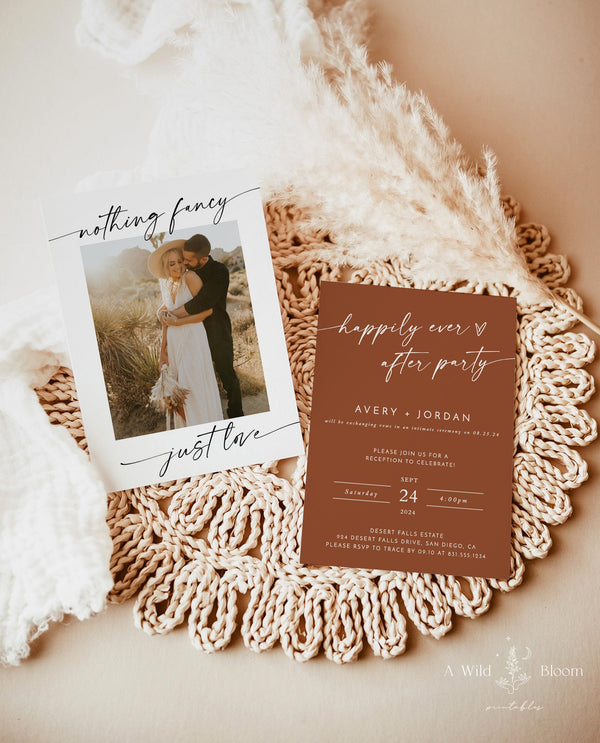 Photo Wedding Announcement | Terracotta Elopement Announcement 