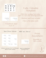 Wedding Place Card Template | Minimalist Pace Cards