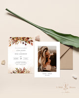Rustic Fall Wedding Invitation Template | Autumn Wedding Invite 