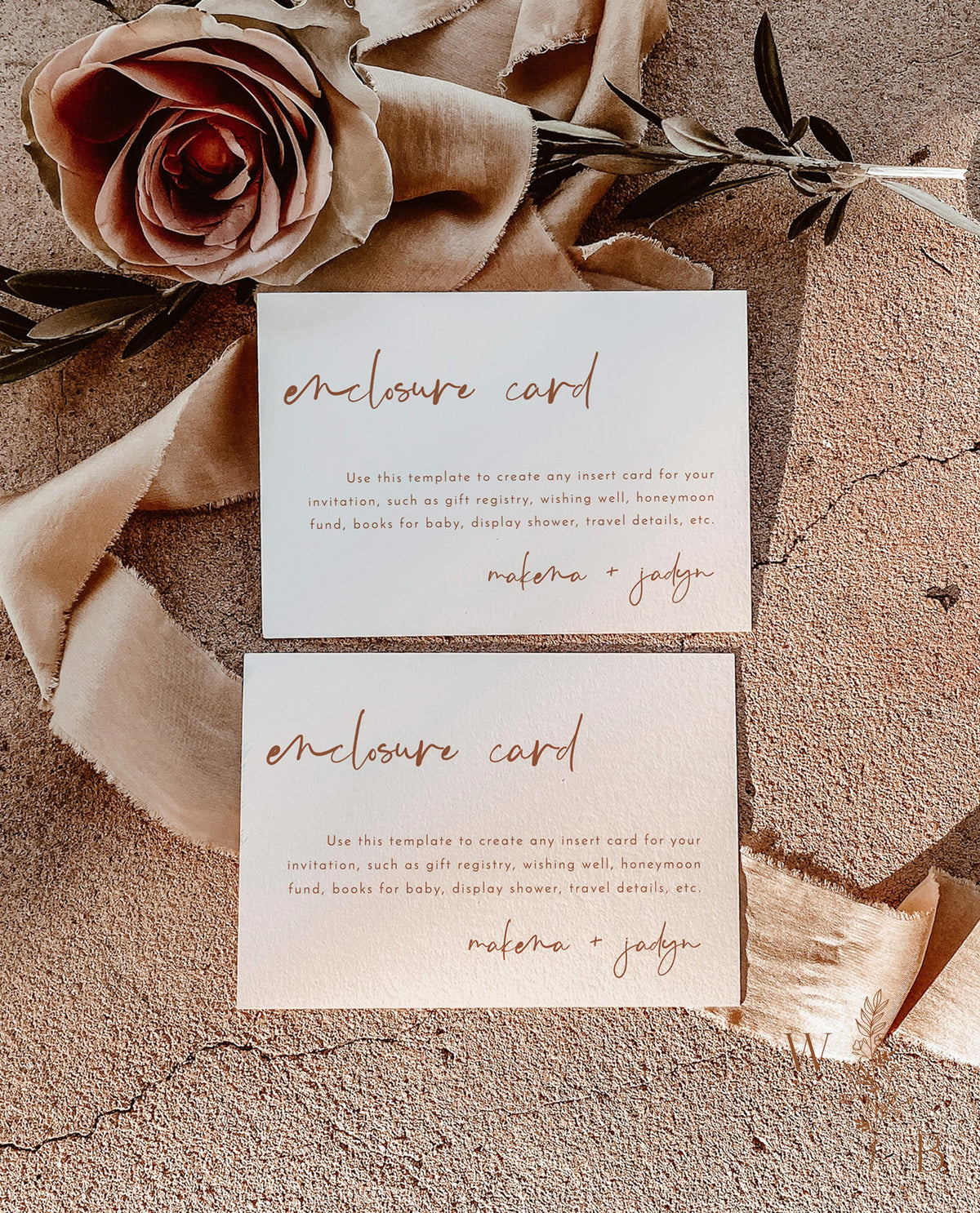 Terracotta Enclosure Card | Burnt Orange Wedding Invite Insert