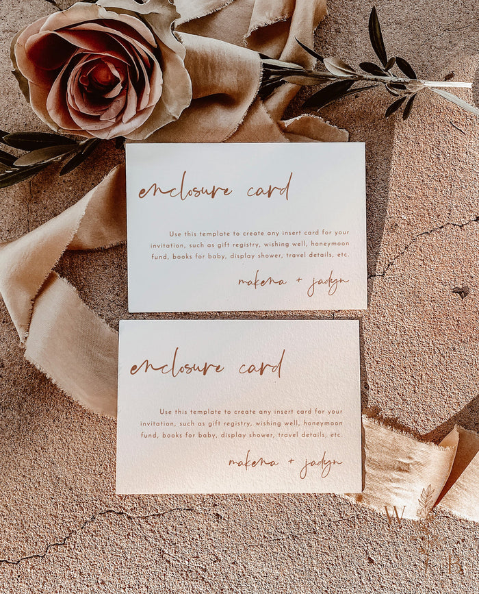 Terracotta Enclosure Card | Burnt Orange Wedding Invite Insert