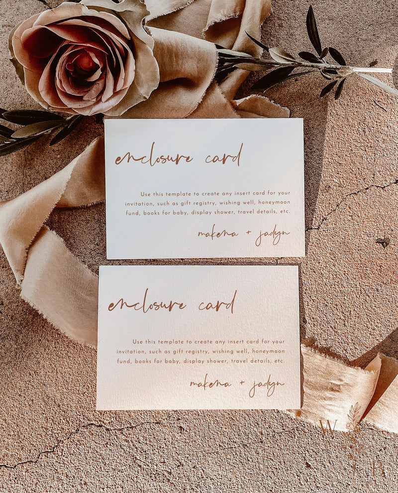 Terracotta Enclosure Card | Burnt Orange Wedding Invite Insert 