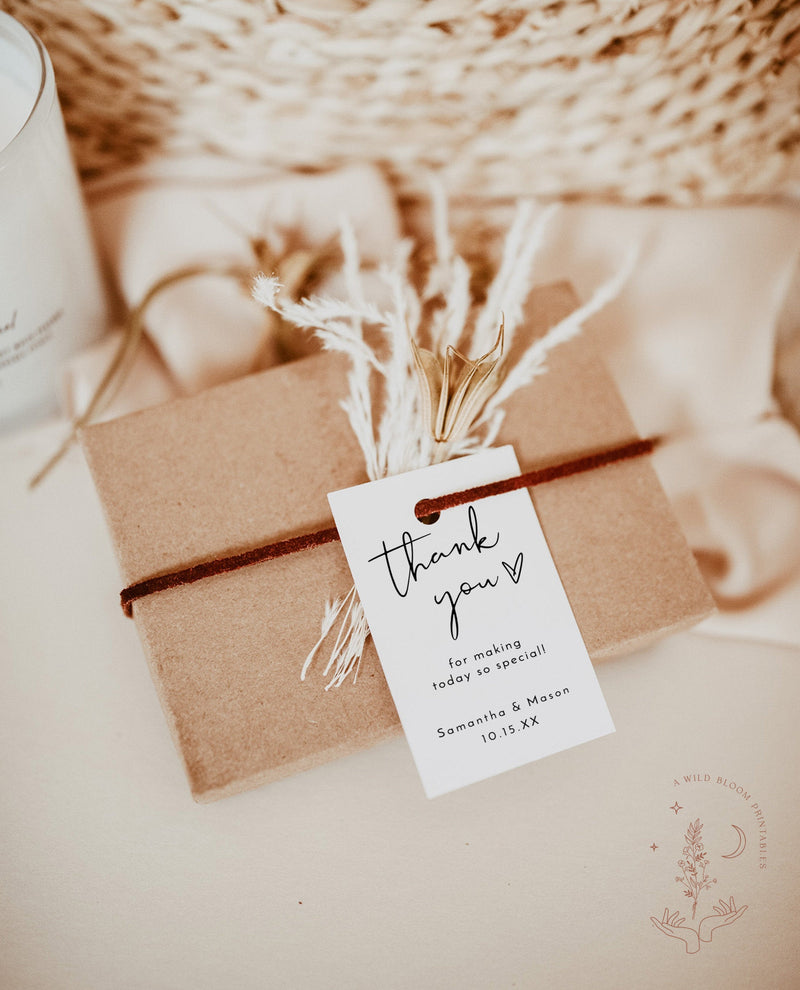 Minimalist Thank You Favor Tag Template | Minimalist Baby Shower Tags 