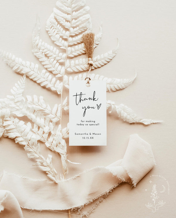 Minimalist Thank You Favor Tag Template | Minimalist Baby Shower Tags 