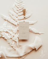 Beige Modern Thank You Shower Favor Tag | Editable Wedding Favor Tag Template