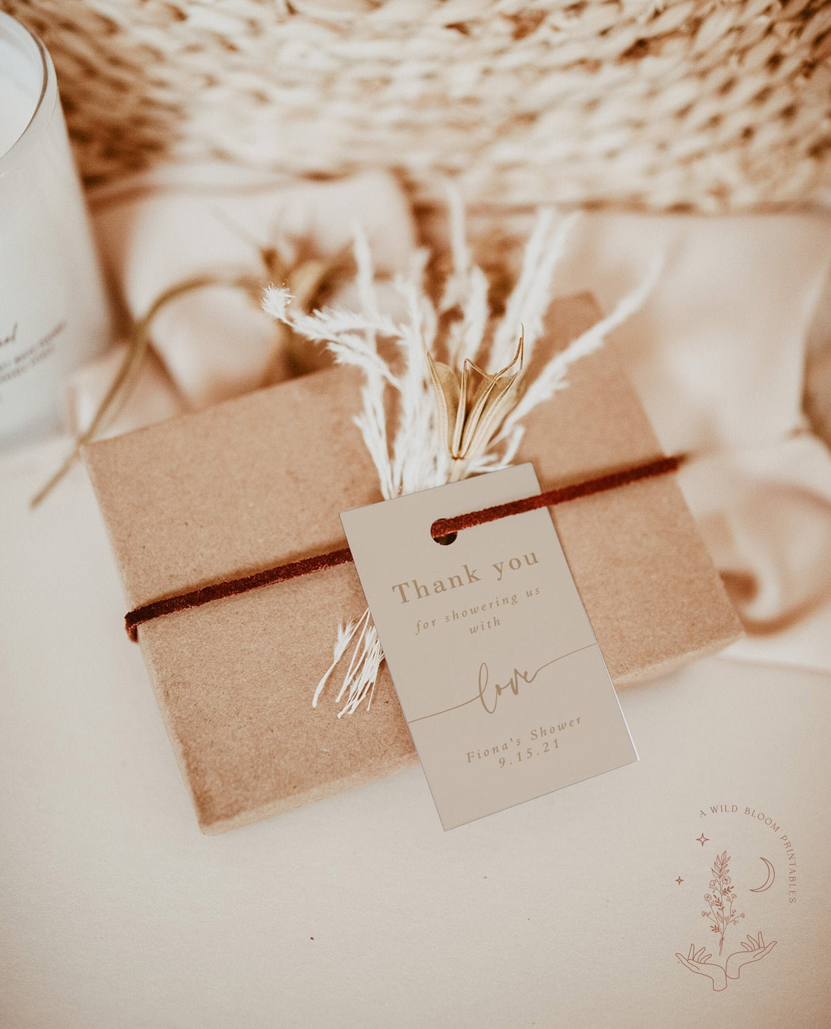 Beige Modern Thank You Shower Favor Tag | Editable Wedding Favor Tag Template