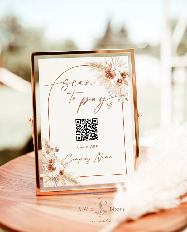 QR Code Sign | Boho Scan to Pay Business Sign 