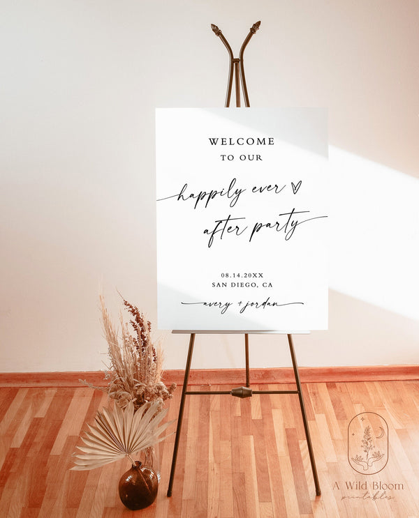 Minimalist Wedding Welcome Sign | Happily Ever After Party Welcome Sign 