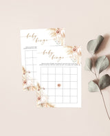 Pampas Grass Baby Bingo Game | Boho Baby Shower Game