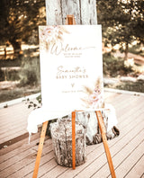 Pampas Grass Baby Shower Welcome Sign | Girl Baby Shower Welcome Sign