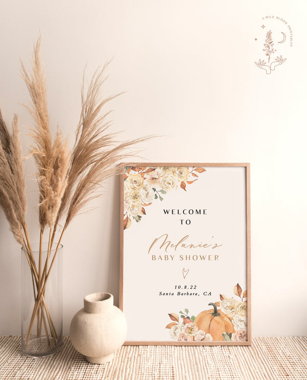 Fall Welcome Sign Template | Autumn Baby Shower Welcome Sign 
