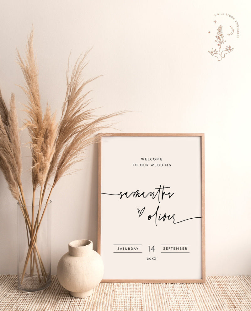 Minimalist Wedding Welcome Sign | Editable Welcome Sign Template 