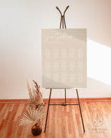 Modern Minimalist Wedding Seating Chart Template | Desert Wedding Seat Chart