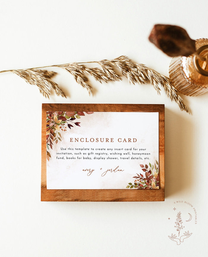 Fall Wedding Enclosure Card | Autumn Wedding Invite Insert