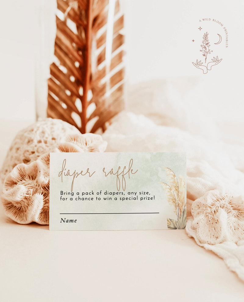 Pampas Grass Diaper Raffle Card | Diaper Raffle Ticket 