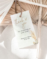 Pampas Grass Thank You Shower Favor Tag | Editable Favor Tag Template
