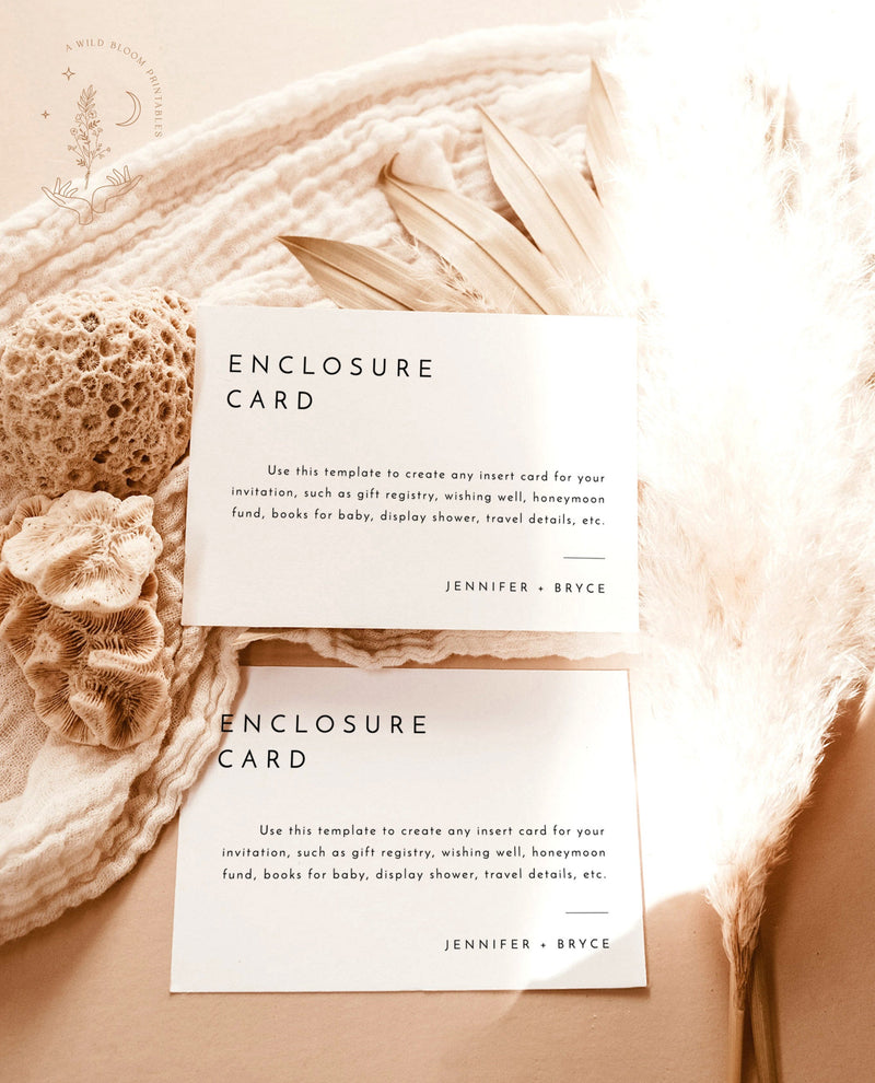 Minimalist Enclosure Card | Editable Wedding Invitation Insert 
