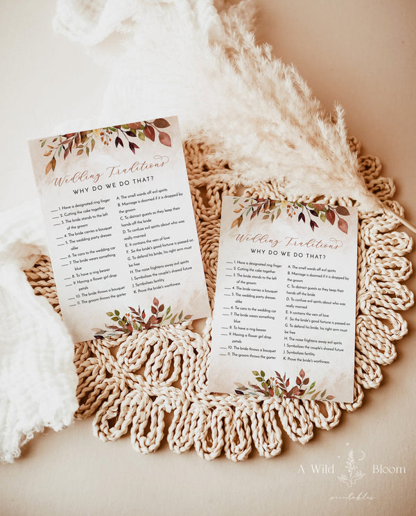 Wedding Traditions Bridal Shower Game | Bridal Shower Game Printable 